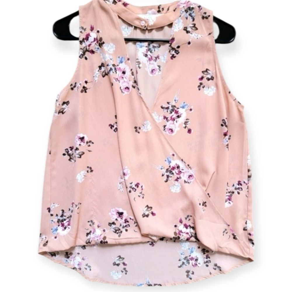 Lush Pink Floral Open Cowl Top – Size Medium